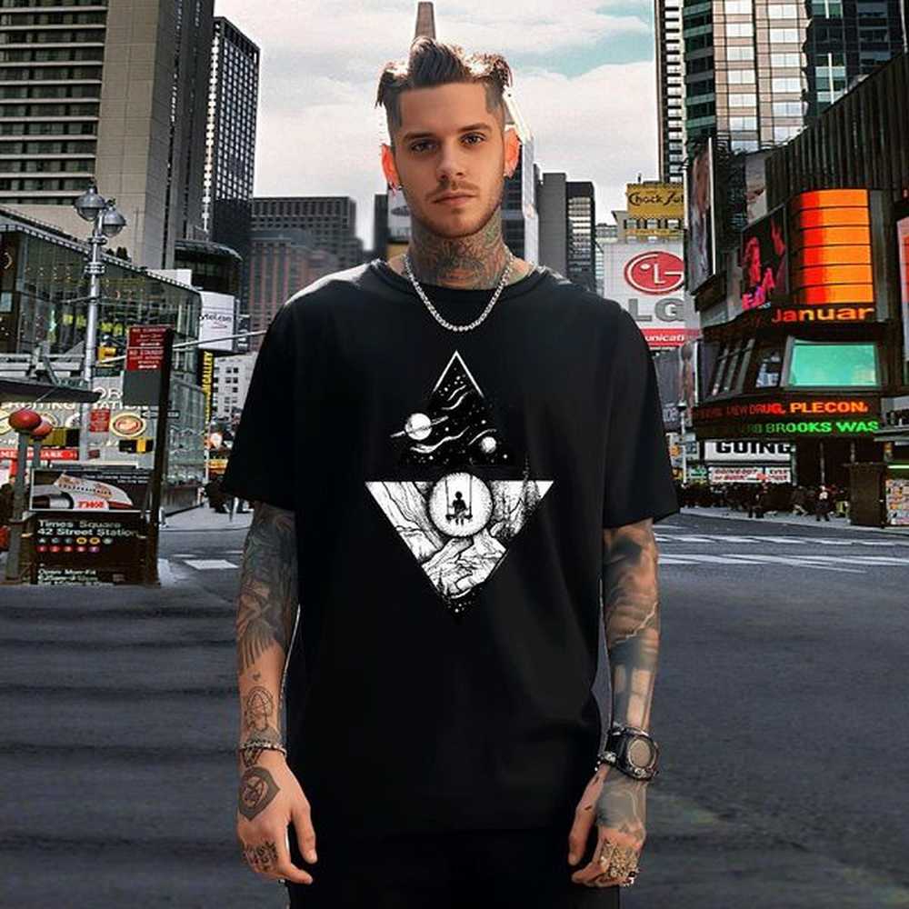 Designer T Shirts Men Hip Hop 230g 100% Cotton Wholesale Men Tshirts Round Neck Short Sleeve Black Oversized Tees
