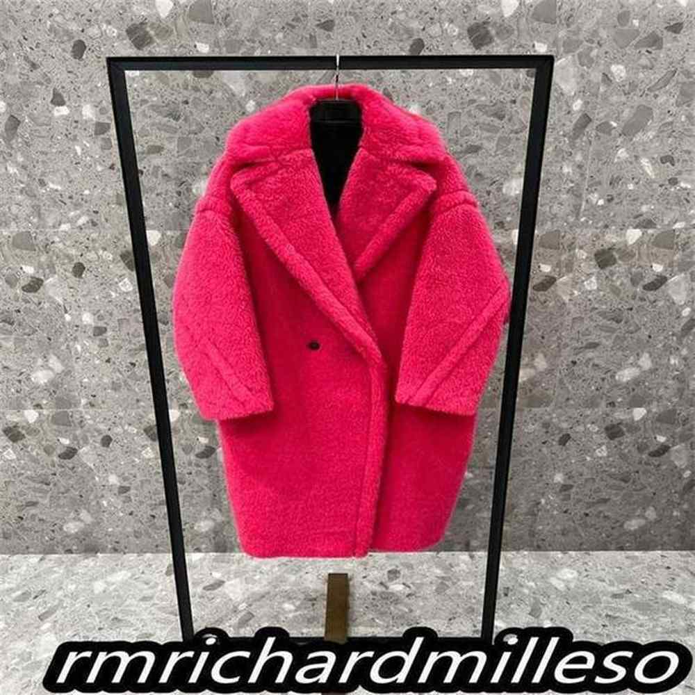 designer teddy long coat autumn and winter woolen coat alpaca