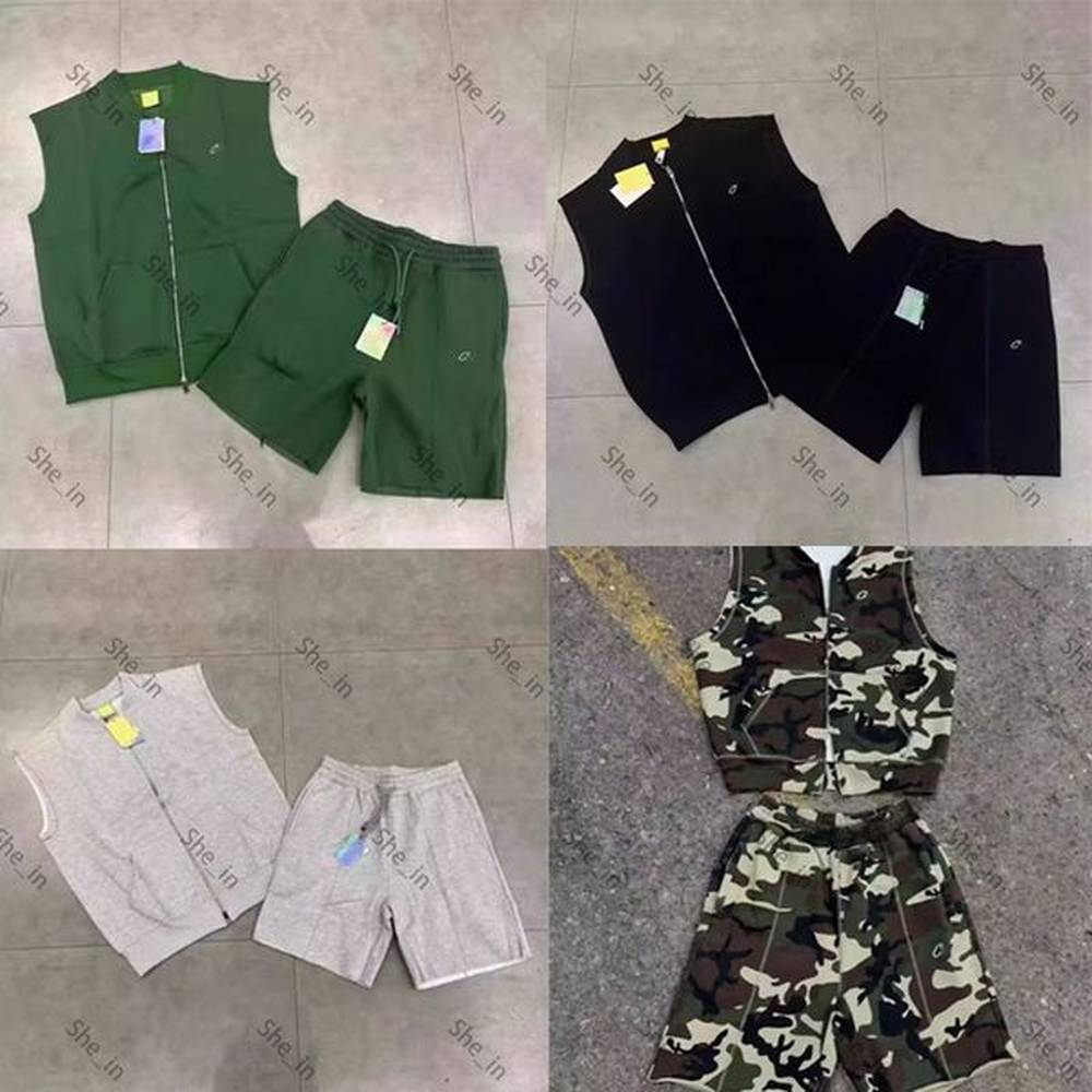 Designer Tracksuit Man Leather Short Sleeve Shorts Suit Womens Sleeveless Zipper Sport Climbing Suit Round Neck Jacket High Street Clothing