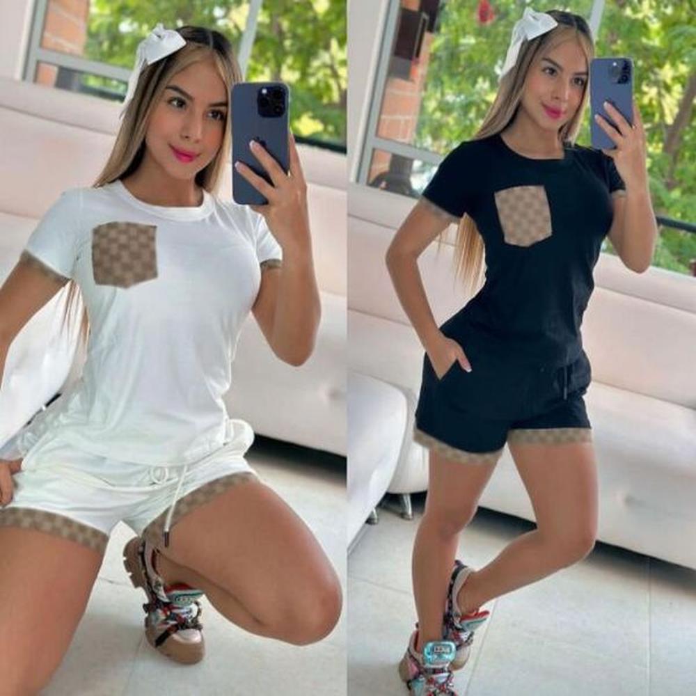 designer tracksuits women two piece set summer letter print montage