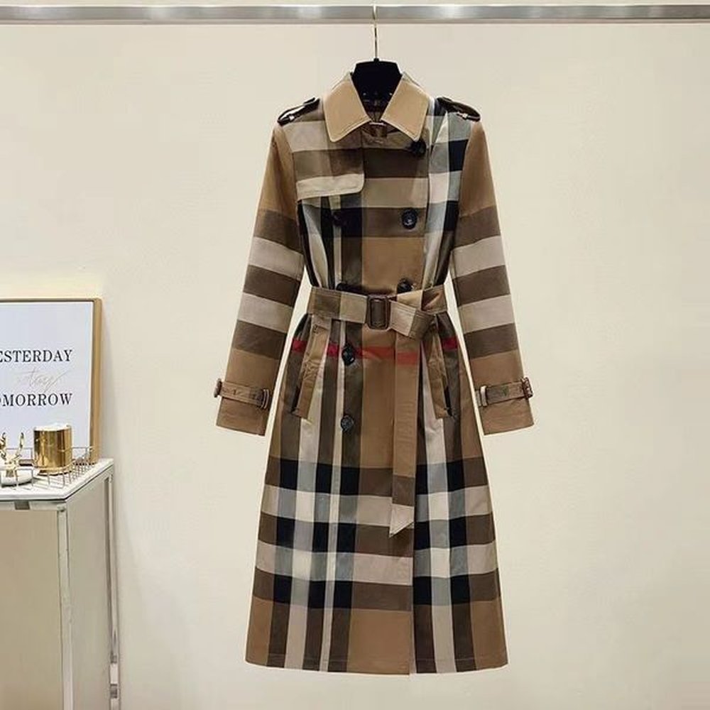 designer trench coats fashion striped ladies dress jacket classic fashion