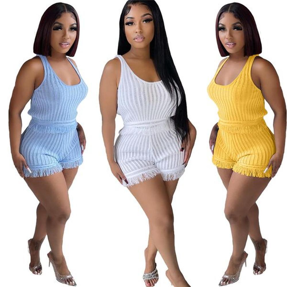 designer two piece sets womens tracksuits summer tassels outfits