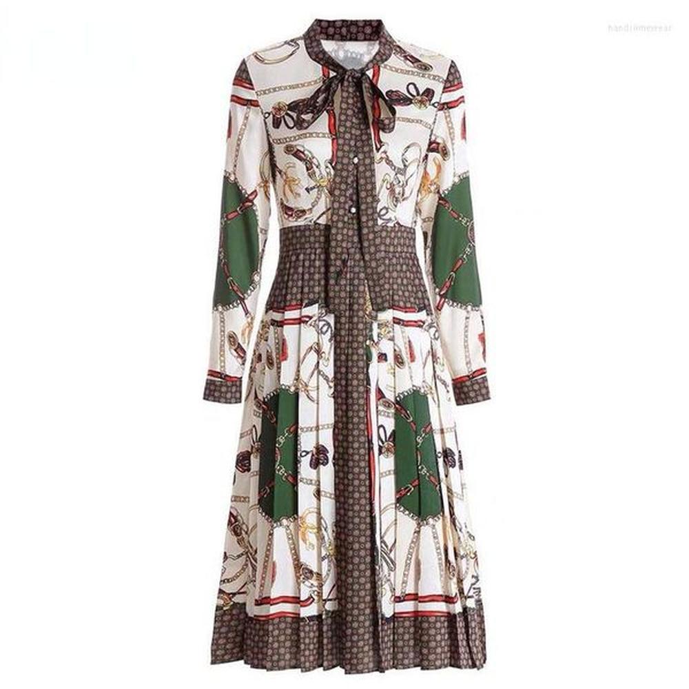 designer woman dress spring autumn womens long sleeve vintage print