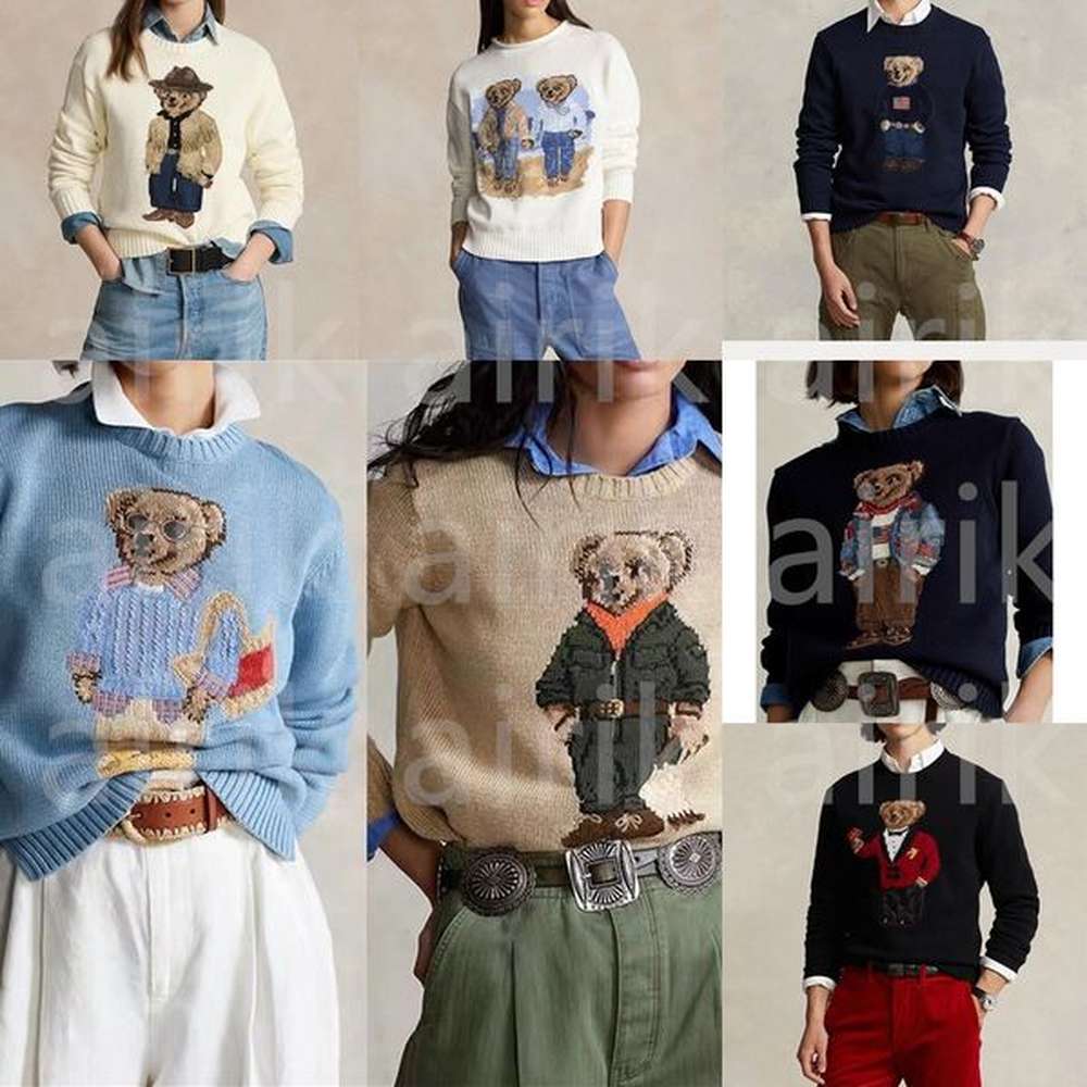 Designer Women fashion Knits Bear Sweater Pullover Embroidery Fashion Knitted Sweaters Long Sleeve Casual Printed Wool Cotton Soft Unisex Me