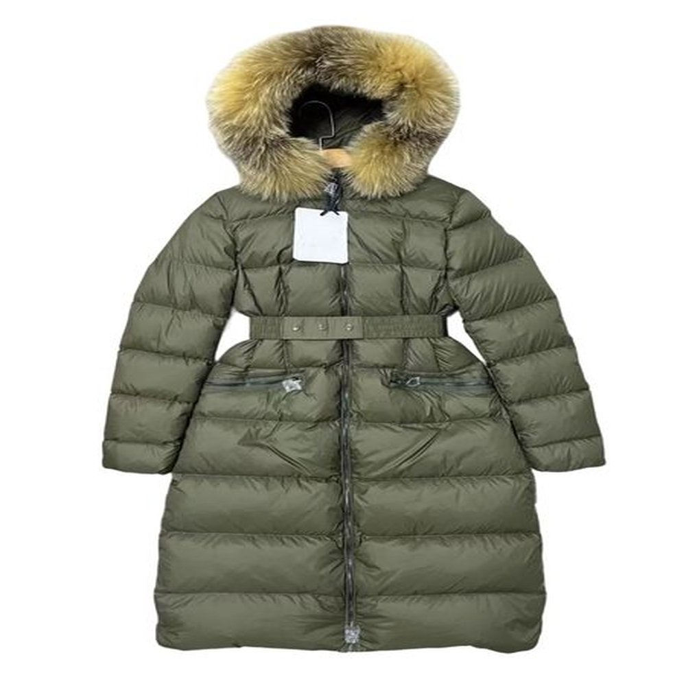designer women padded hooded long down jacket winter puffy parkas