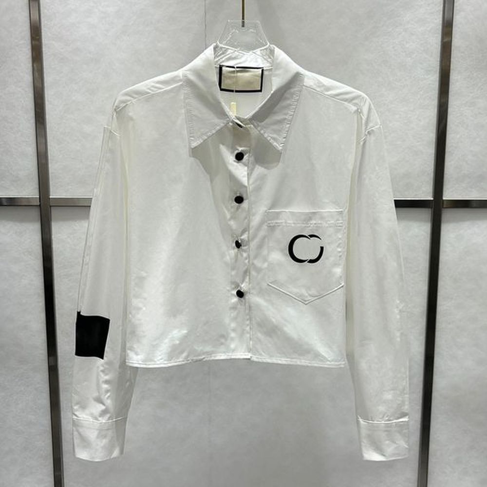 designer women short shirts spring summer brand lapel neck pocket