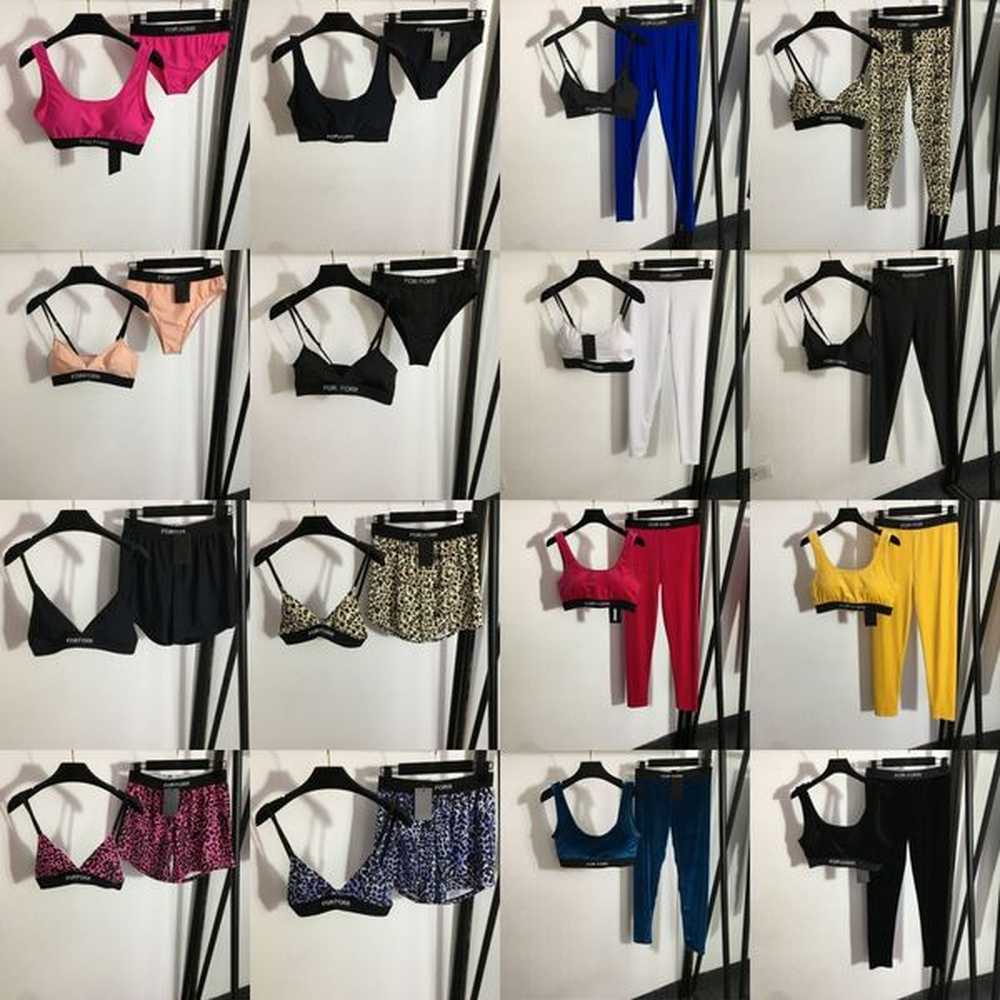 designer women tracksuit beach bra briefs set padded tank leggings