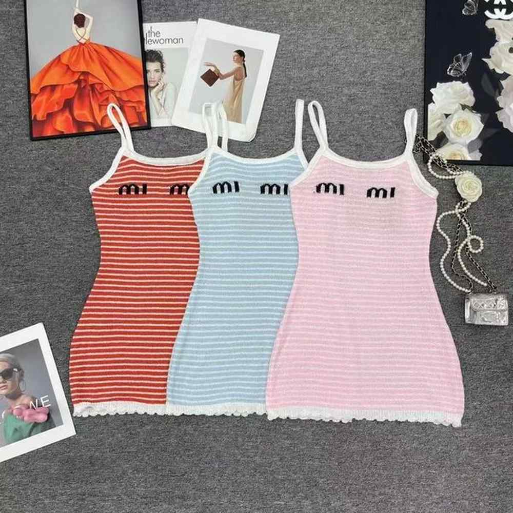 designer womens casual dress sleeveless designer tops embroidery knits tees