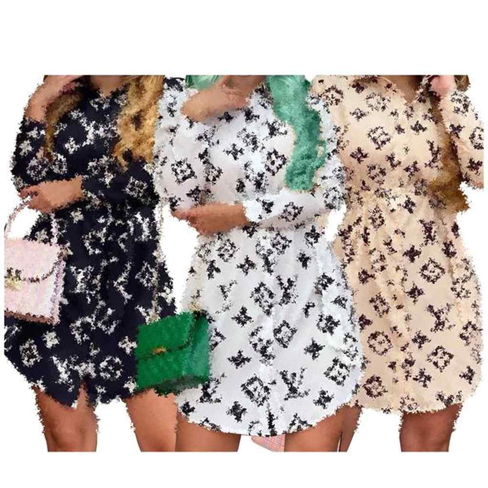 designer womens dresses womens casual fashion temperament long sleeve printed