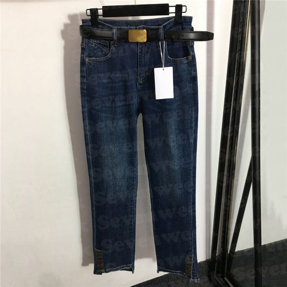 designer womens jeans trousers with belt luxury design ladies long