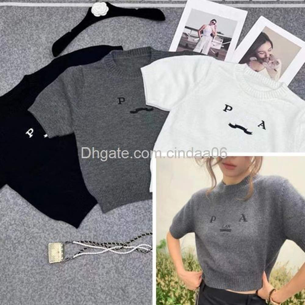 designer womens knits tshirt early autumn new wool blended letter