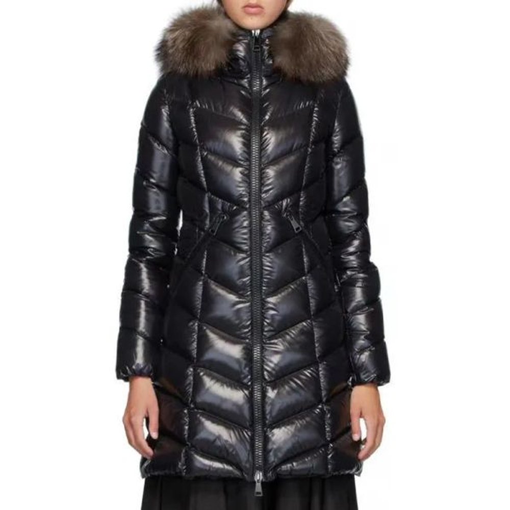 designer womens long down puffer jackets with fur collar women
