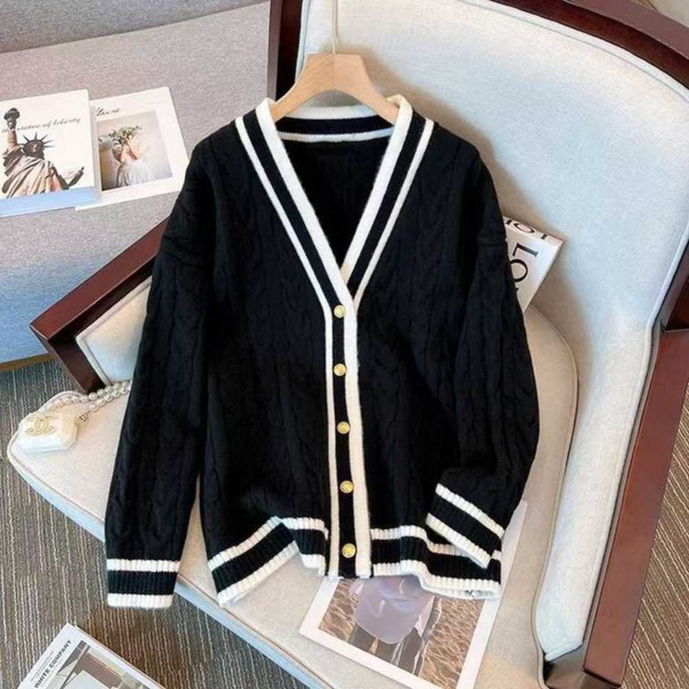 designer womens sweater exclusive black and white ladys cardigan sweater
