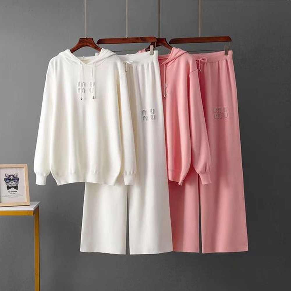 designer womens tracksuits letter print knit hoodie set autumn winter