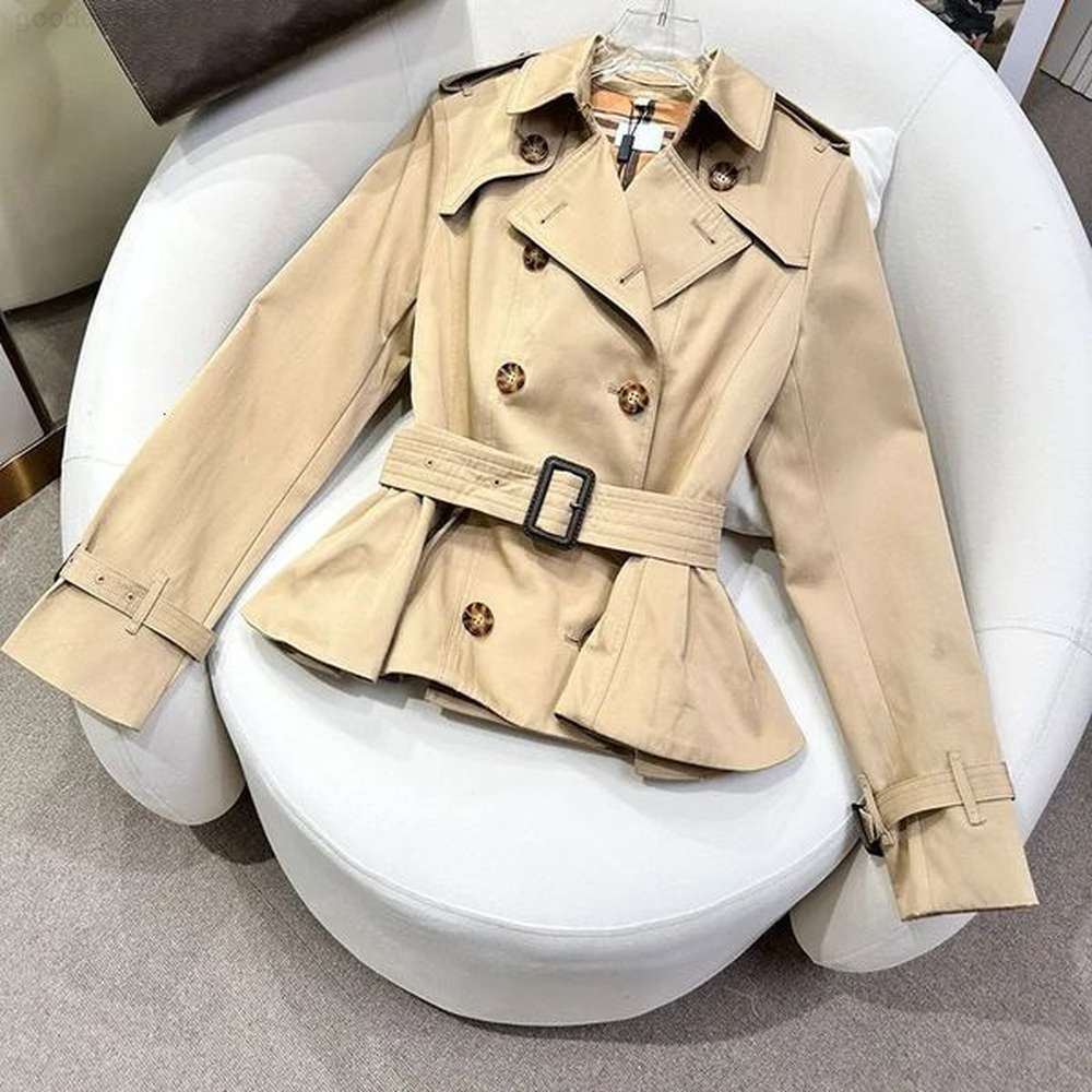 designer womens trench coat elegant belted slim windbreaker blazers woman