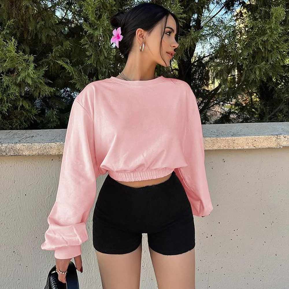 designer womens winter new loose round neck simple long sleeve