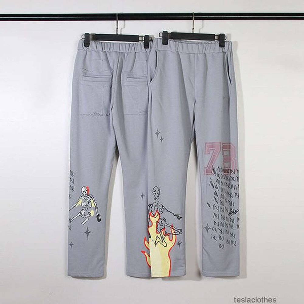Designers Casual Pant Streetwear Jogger Trousers Sweatpants High Street Trendy TravisScotts Mud Dyed i Flame Ns Internet Red Slightly Spicy