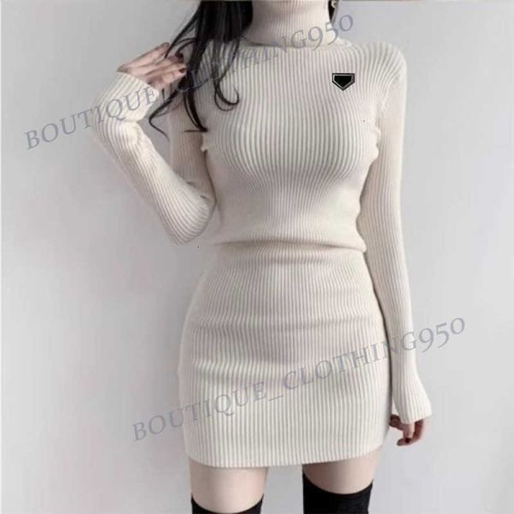 designers dress casual dresses women autumn and winter high neck