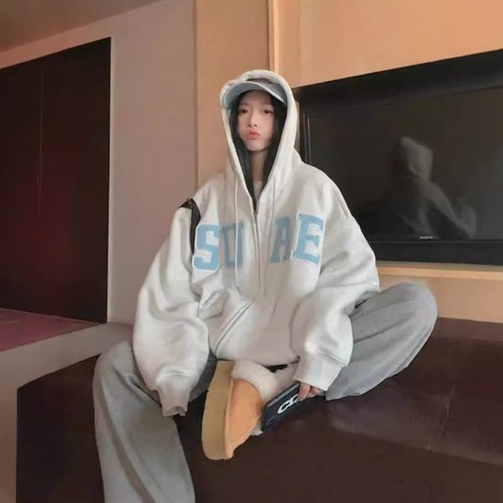 designers new womens hooded jacket loose and lazy fashionable early