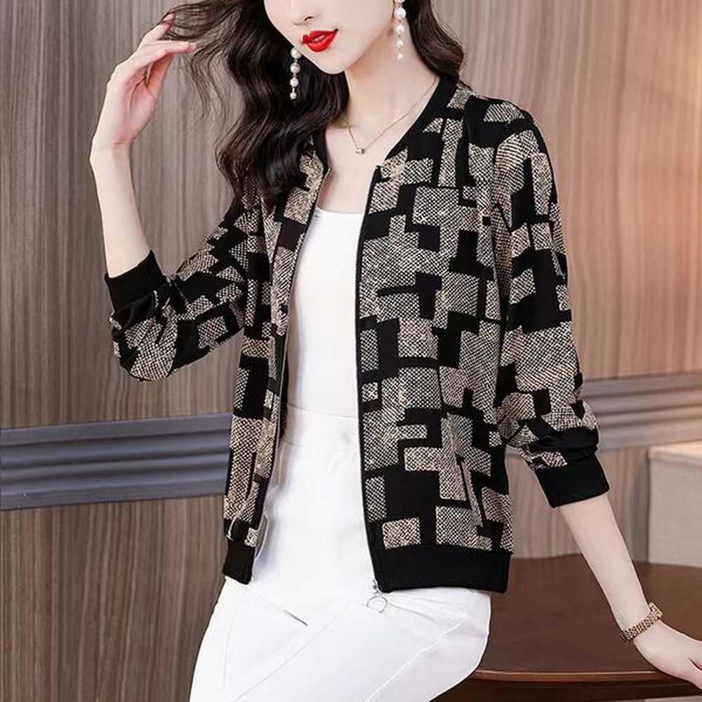 designers new womens printed jacket zipper baseball jacket