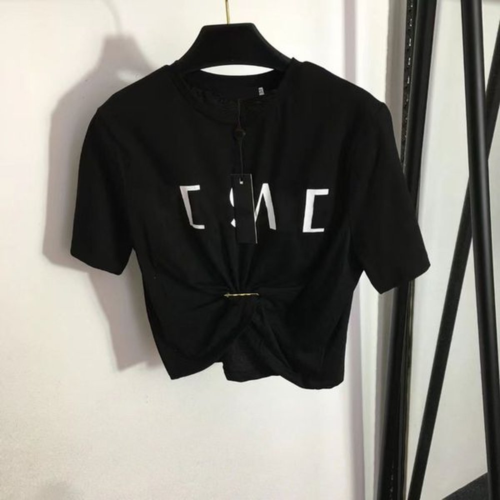 designers tshirts fashion women pin chest letter shirt print