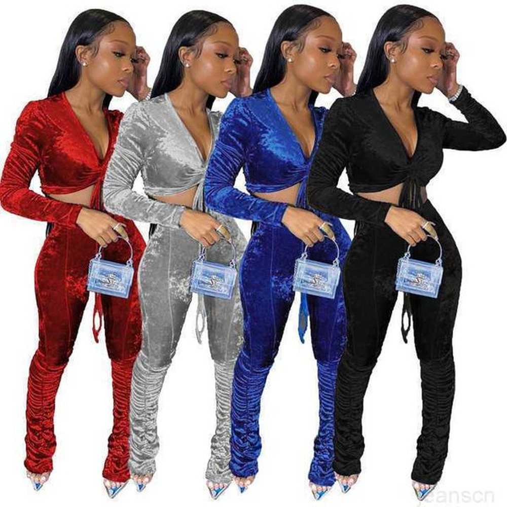 designers women clothes pants autumn winter golden velvet long
