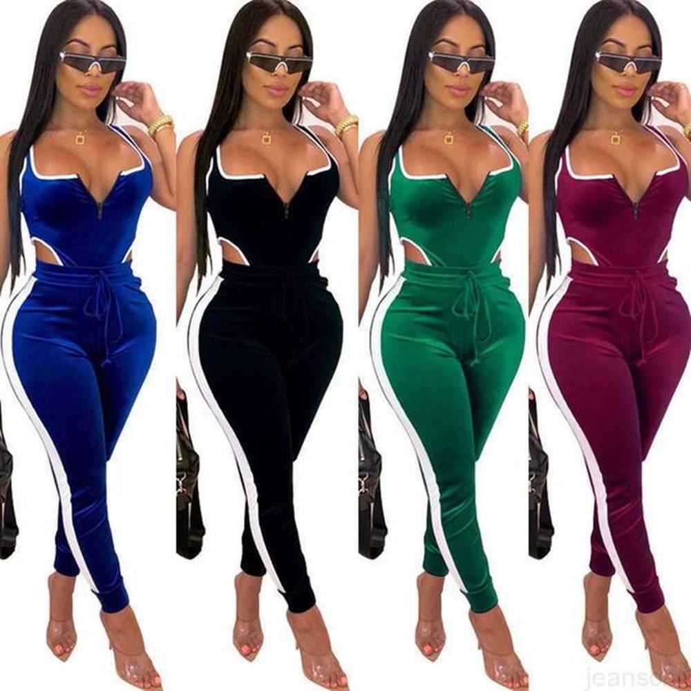 designers women clothes pants sleeveless hollow out zipper backless