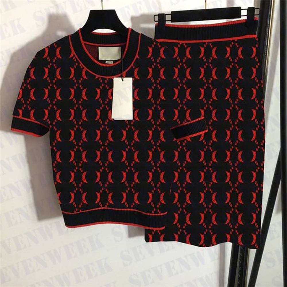 designers womens knitted sweater dress set classic letter pullover skirts