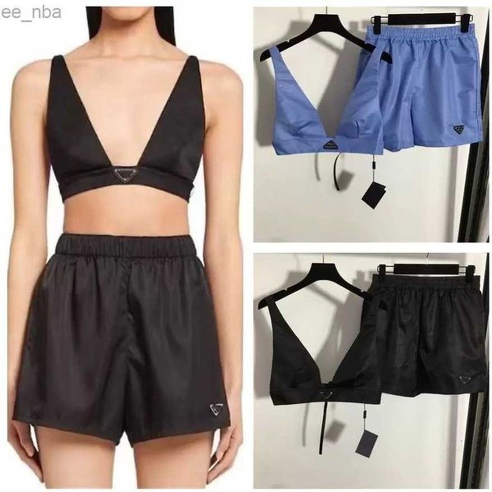 designers womens two piece tanks pants sets letter triangle metal