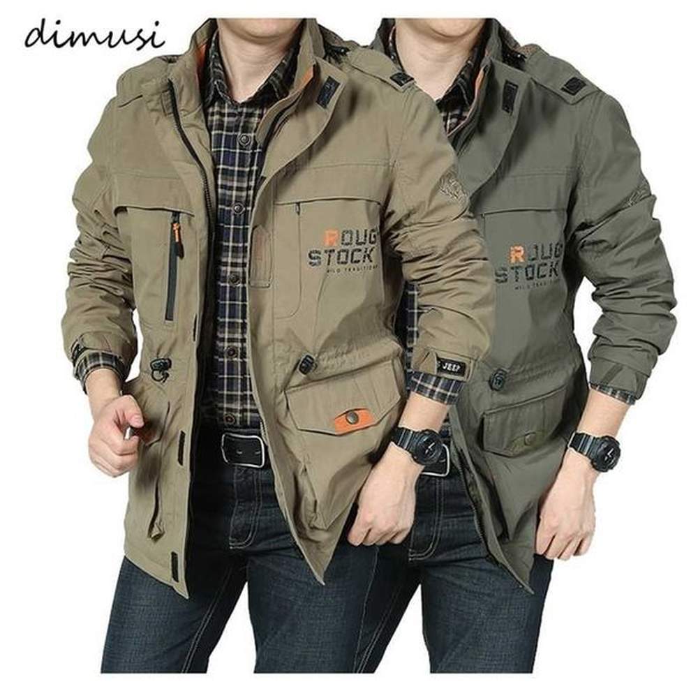 DIMUSI Men's Jackets Casual Outwear Hiking Windbreaker Hooded Coats Fashion Army Cargo Bomber Mens Clothing 211110