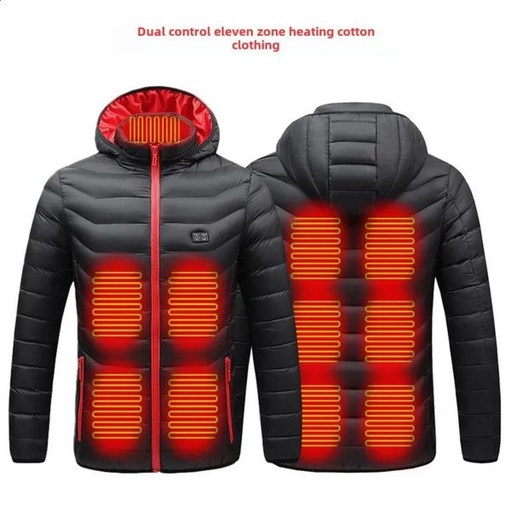 2311District Intelligent Heating Cotton-Padded Clothes Couple Warm Hooded Jacket Carbon FiberUSBCharging 240820