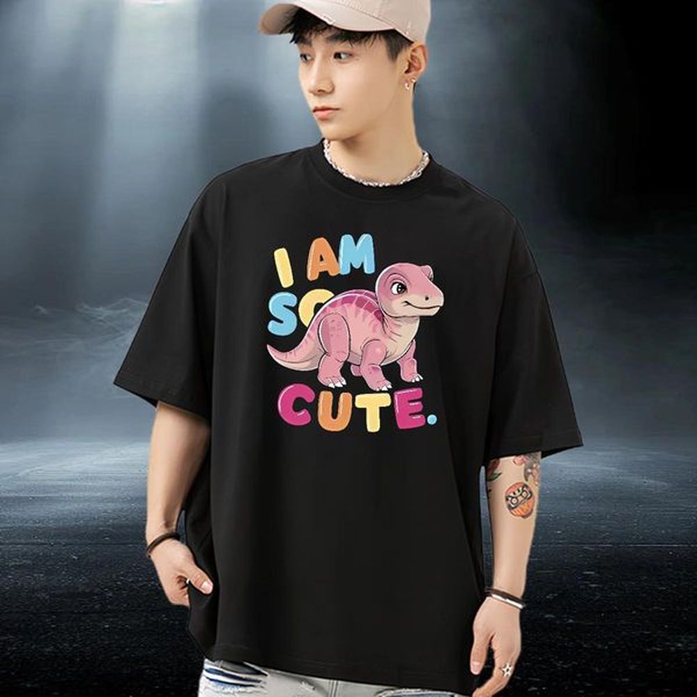 DIY Customized T-Shirts for Men 230g 100% Cotton dinosaur Street Wear Clothes Breathable Short Sleeve TOP Quality Tshirt for Man Woman Plus