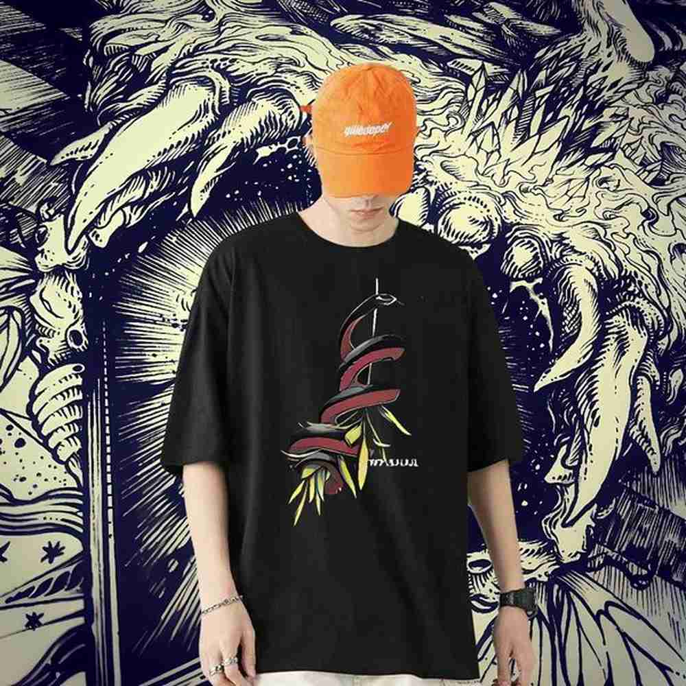 2024 DIY T Shirts Men 230g 100% Cotton snake Street Casual Tops Shirt Short Sleeve Soft Classic Mens Tshirts White Plus Size