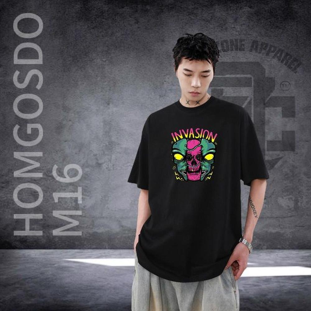 DIY T Shirts Men skull Top Tees 230g Cotton Hip Hop Street Cool Design Custom Big Size Pure Cotton Men Clothes T-Shirt