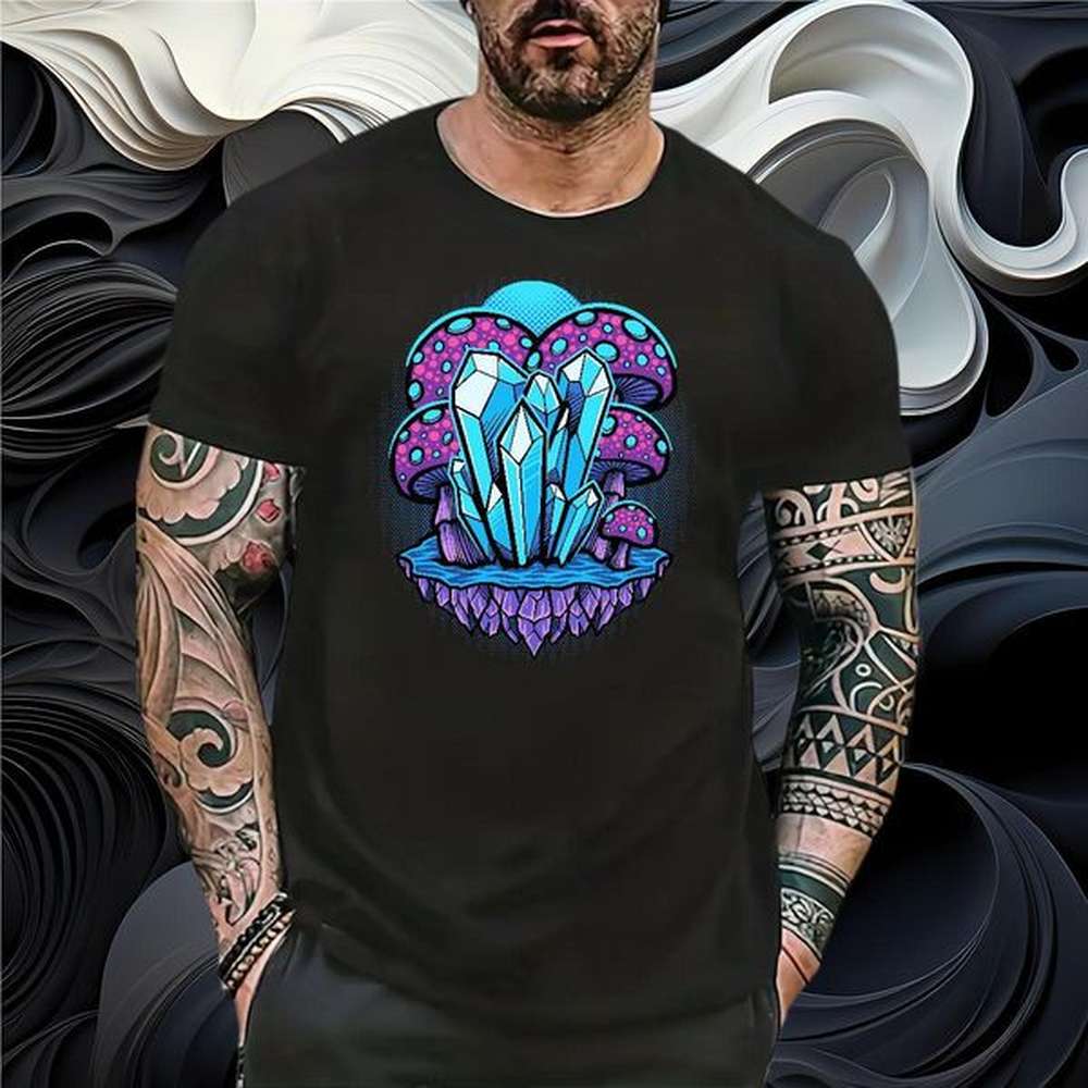2024 DIY T-Shirts for Men 230g 100% Cotton mushroom Street Tops Tees Short Sleeve O-Neck Designer Tshirts Cartoon Printing L-4XL