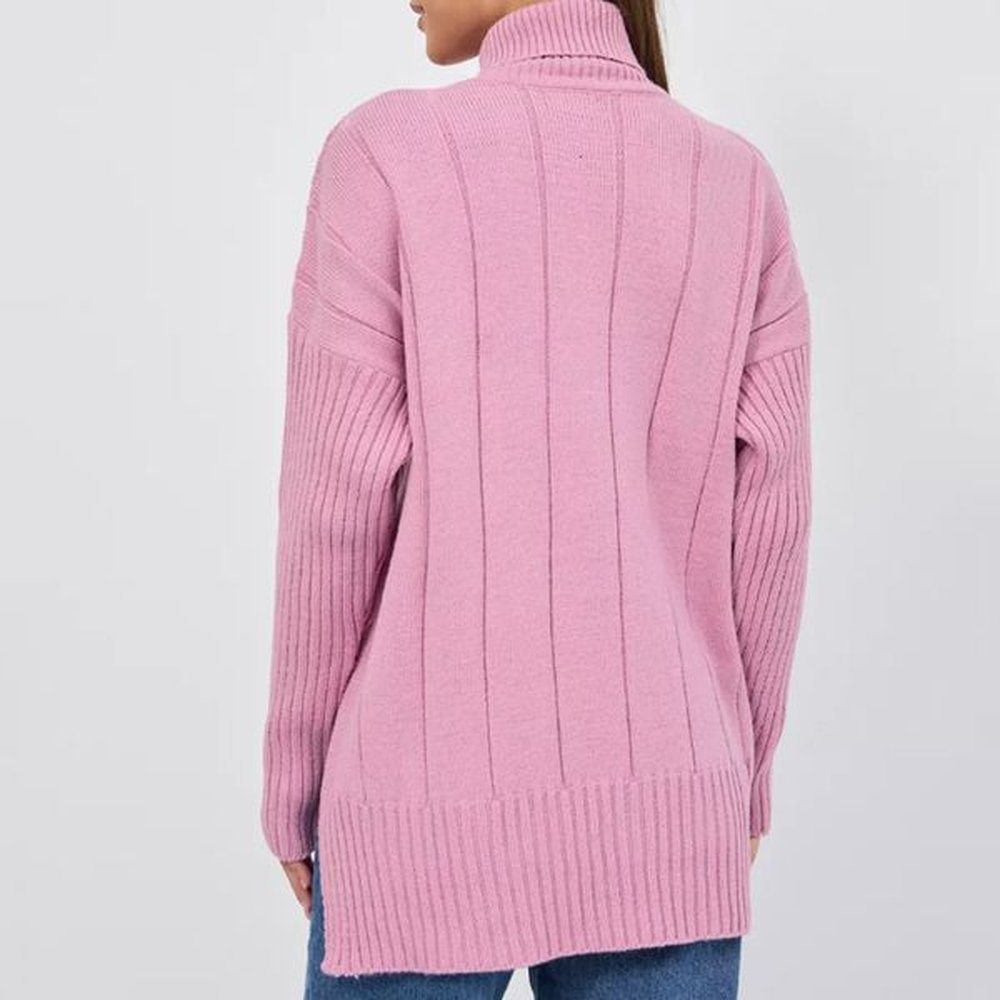 dongdumaoyi womens sweater fashion high neck fried dough twists thread