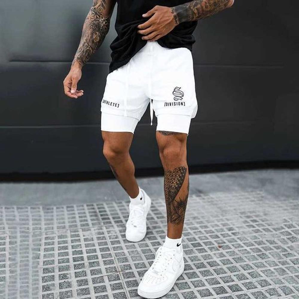 Double-layer fitness sports shorts Mens summer slim-fit quick-drying Breathable woven shorts Mens sweatpants training gym wearX241104