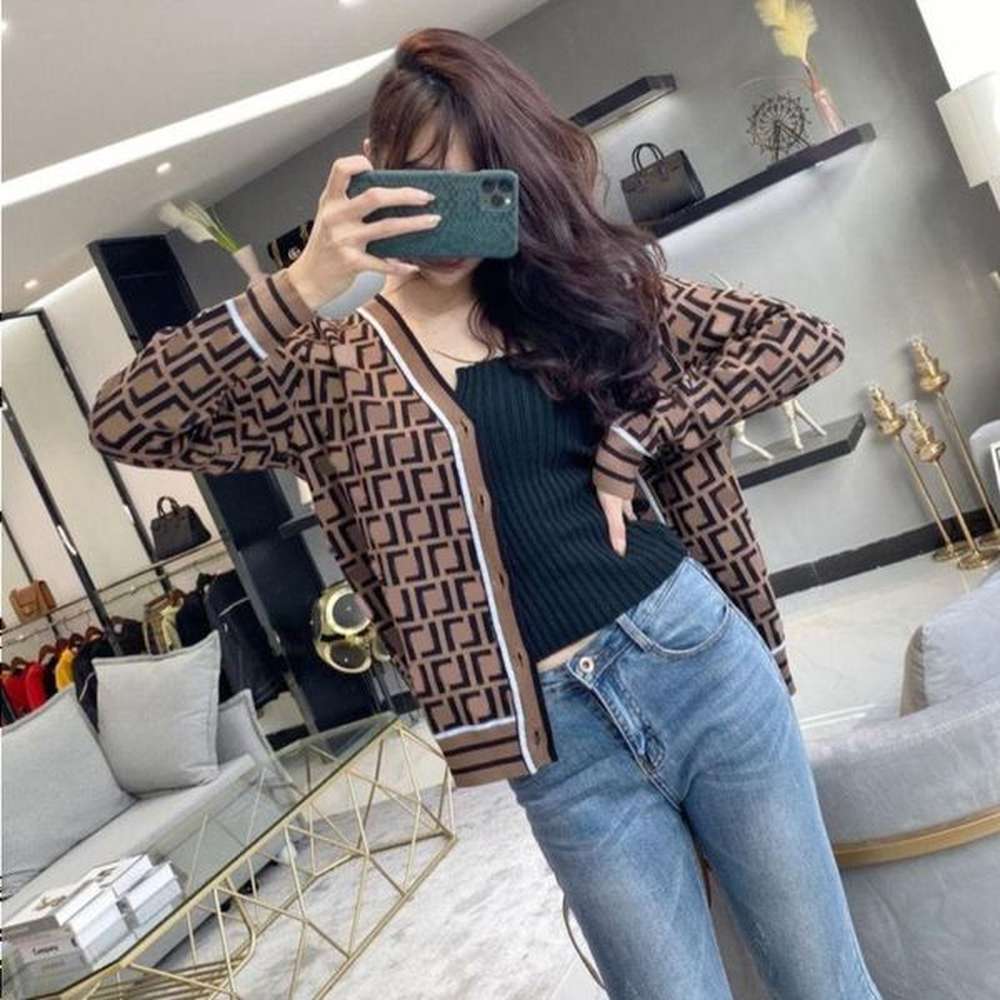 down jacket knitted cardigan sweater high quality double f letter