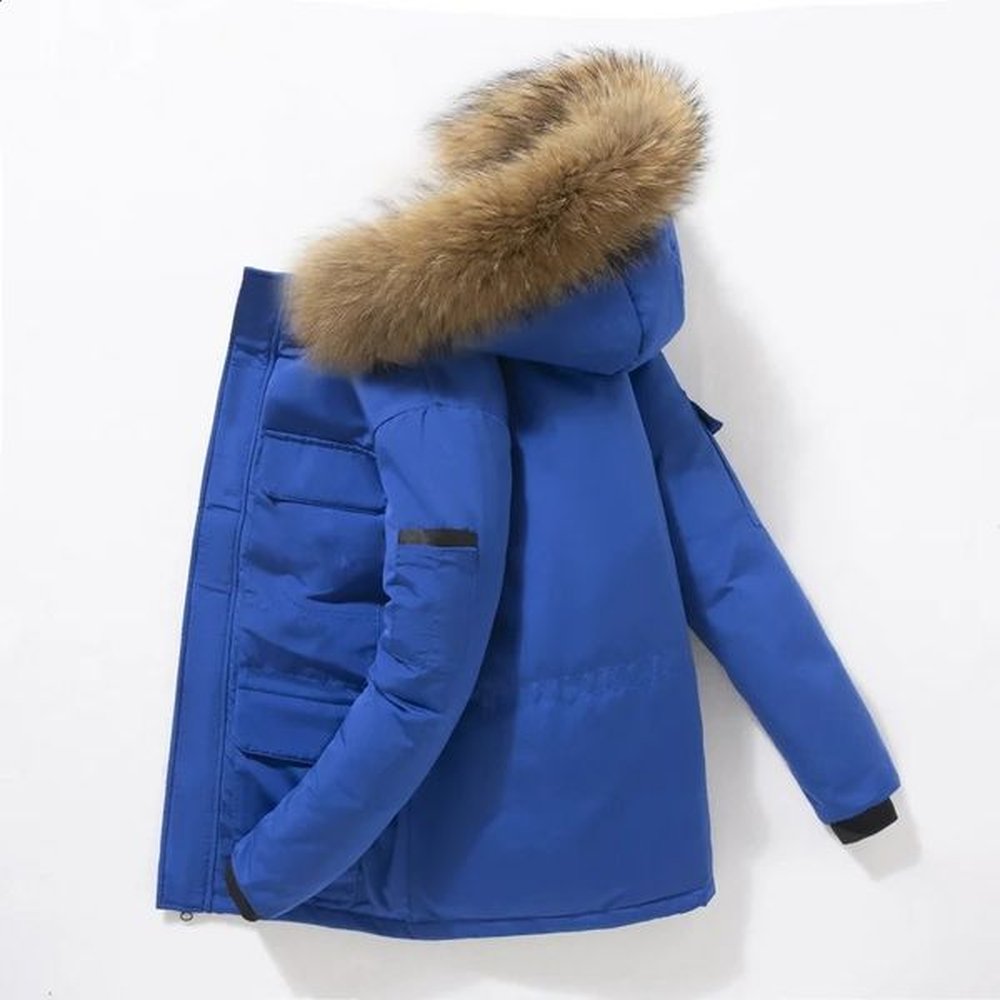 down jacket mens winter mini solid color fur collar warm Parka casual and comfortable white duck down jacket mens 240930