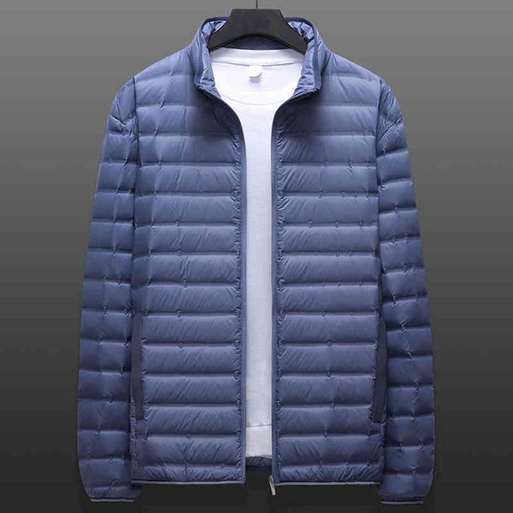 down jacket 2021 Winter New Stand Collar Men's Ultra Light Jacket Big Size 7XL 8XL Padded 90% White Duck Down Warm Coats Zip Pockets