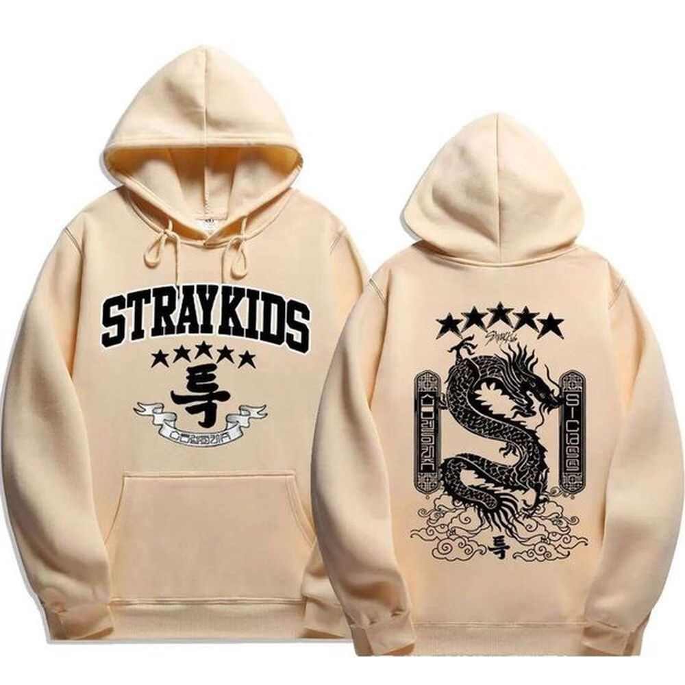 dragon printed hooded men women hight street hoodies kpop pullover