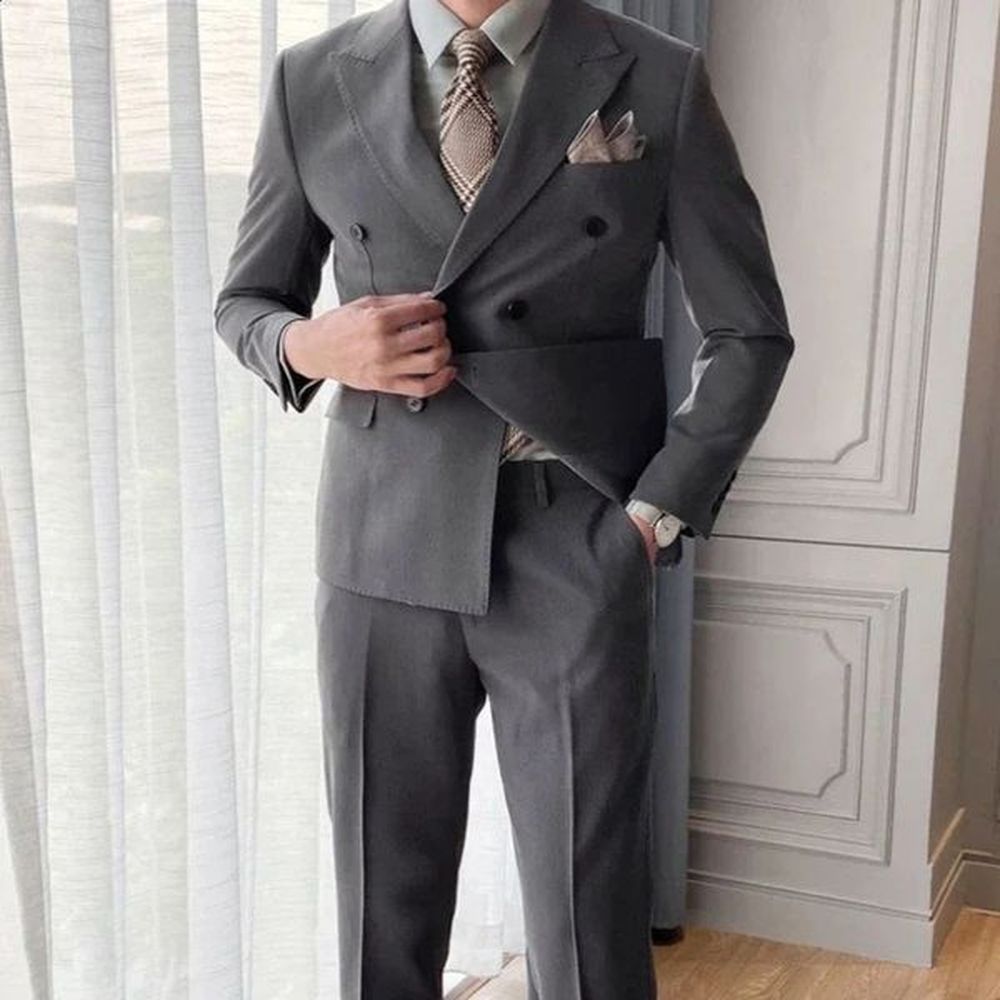 Dress Full Mens Suits and Blazers Korean 2 Piece Outfit Set Male Formal Business Fashion Pants Classic Casual Gentleman 241223