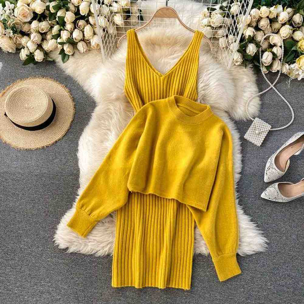 dress new womens knitted top short high waist versatile
