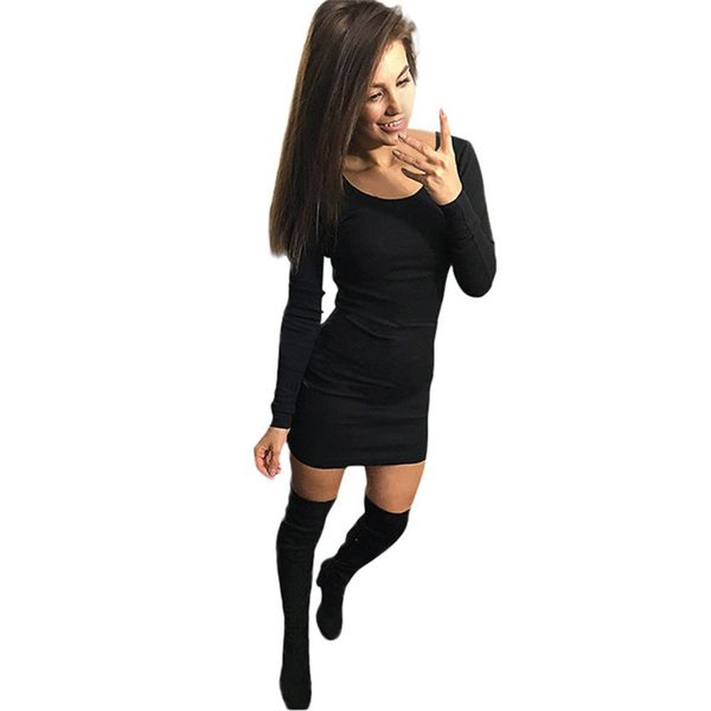 dress women winter casual sheath dress women elegant solid mini