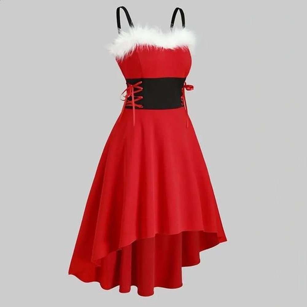 dress womens christmas dress patch work dress bandage long sleeve