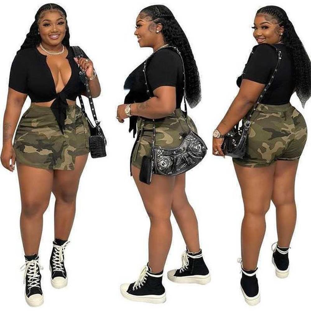 dresses skirt new summer women fashion casual camouflage pocket shorts