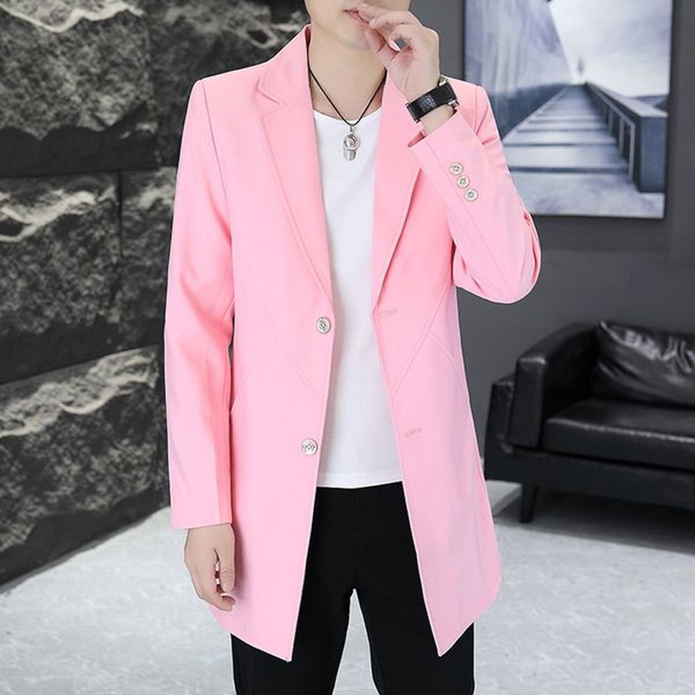 D117Youthful Men's Slim Cut Blazer - Seasonal Medium Length Jacket for Casual Style
