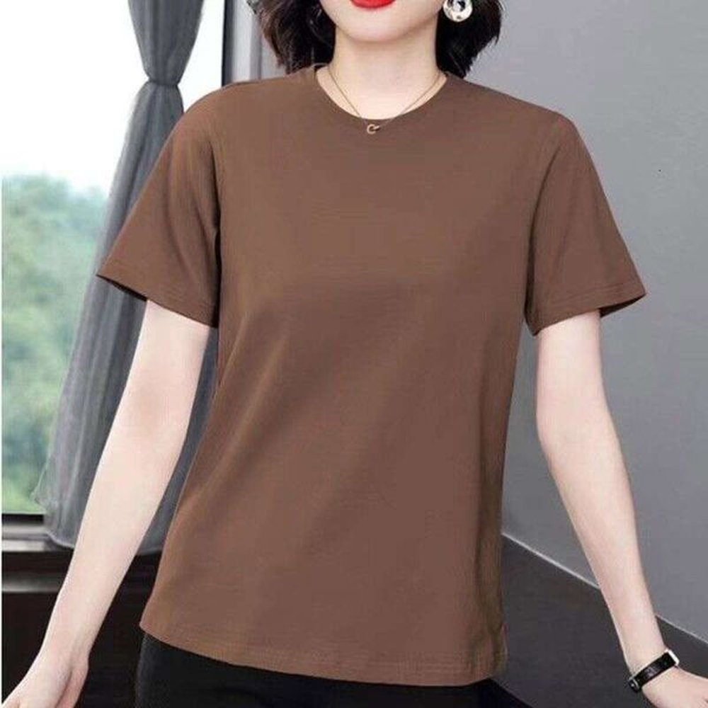 e pure cotton solid color loose short sleeved tshirt summer
