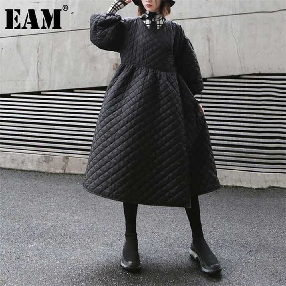 eam bandage warm irregular cottonpadded coat long sleeve loose fit