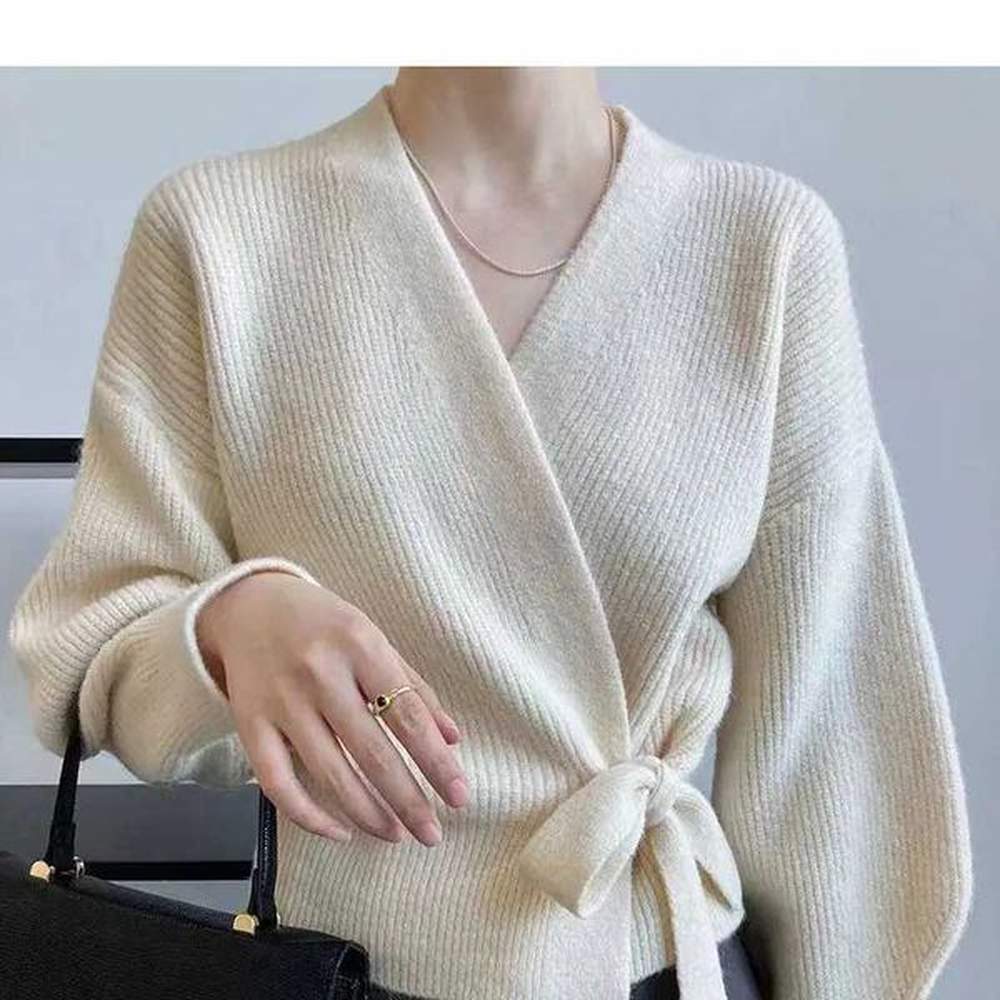 early autumn bow tie vneck knit womens short high waist